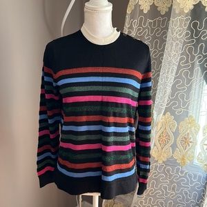 ANNE KLEIN Metallic multi stripe sweater top